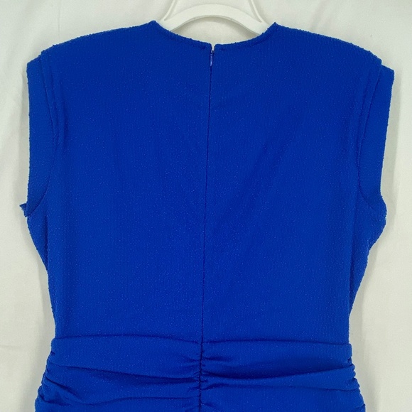 INC Womens Size 14 Cropped Leg Jumpsuit Cobalt Blue Boucle Silver Buttons Pocket - Picture 13 of 16